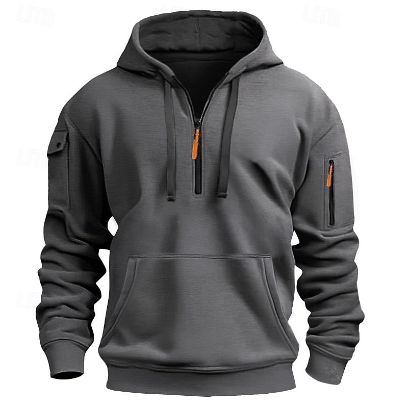 Per uomo Felpa con cappuccio Felpa con cappuccio e zip corta Felpa con cappuccio in pile Felpa con cappuccio tattica Nero Blu marino Cachi Grigio chiaro Grigio scuro Con Cappuccio Semplice Cerniera del 2025 a $23.99 –P6