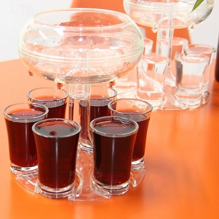 6 Shot Glass Dispenser and Holder Acrylic Liquor Dispenser Set with Cup Rack Durable Anti Drop Six Cup Pourer Perfect Bar Accessory Whiskey Vodka Drinkware Gift Set 2025 - $22.99 –P8