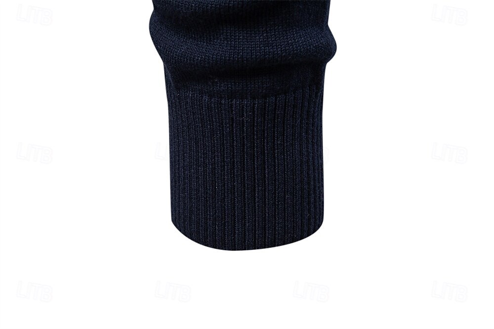 Homens Pulôver Tricotar Tops regulares Half Zip Listas Tecido Colarinho Clerical Legal Pulôver Escola Férias Roupa Primavera Outono Preto Azul Marinho Escuro S M L de 2026 por $53.99 –P26