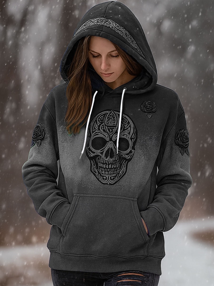 Per donna Felpa con cappuccio Grafico Teschio Casual Manica Lunga Con Cappuccio Top Regolari Abbigliamento da sera Streetwear Abbigliamento Quotidiano Blu Viola Marrone Verde Grigio Primavera Autunno del 2025 a $27.99 –P5