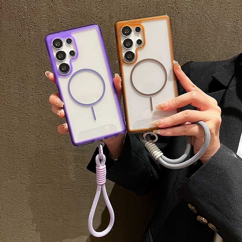 2025年 電話 ケース 用途 サムスンのギャラクシー S25 Ultra Plus S25エッジ S24 Plus バックカバー ストラップ付き ワイヤレス充電をサポート 耐衝撃 レトロ風 TPU アクリル コレクション – $15.99 –P7