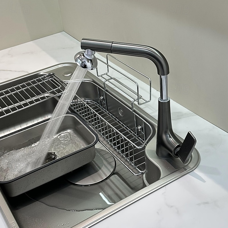 Robinet de cuisine - Poignée unique à un trou Électroplaqué / Finitions peintes Extractible / Rétractable / Bec Standard Ensemble central Moderne Contemporain Kitchen Taps de 2025 ? $145.99 –P3