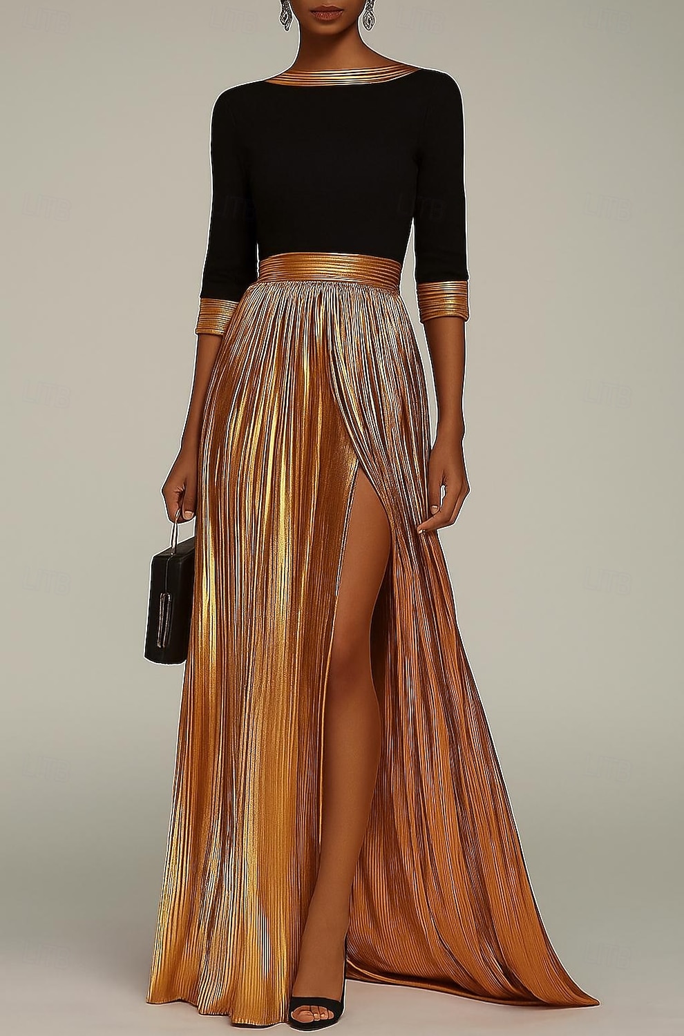 Linea ad A Lunghezza al pavimento Abiti da Ballo Abito da Sera Da principessa Abito formale Elegante Monocolore Setoso Manica Lunga Scollo a Barca Matrimonio Formale Abito Champagne per la Madre del 2026 a $195.99 –P1