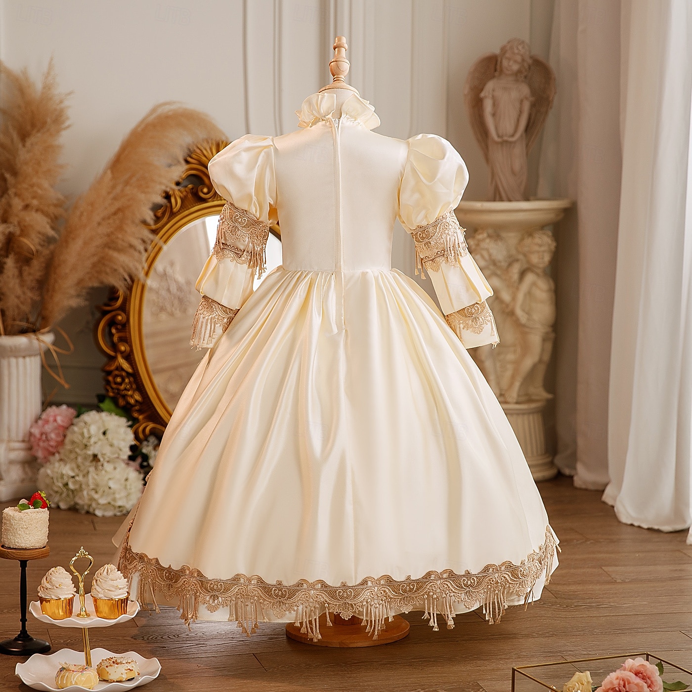 Retro Vintage Rokoko schick Maxi Cocktailkleid Zubehör Glockenärmel Prinzessin Schleife Retro Ballkleid Spitzkragen Kostüm Mädchen königlich Weihnachten Halloween Karneval Maskerade Hochzeitsfeier 2026 - $217.09 –P5