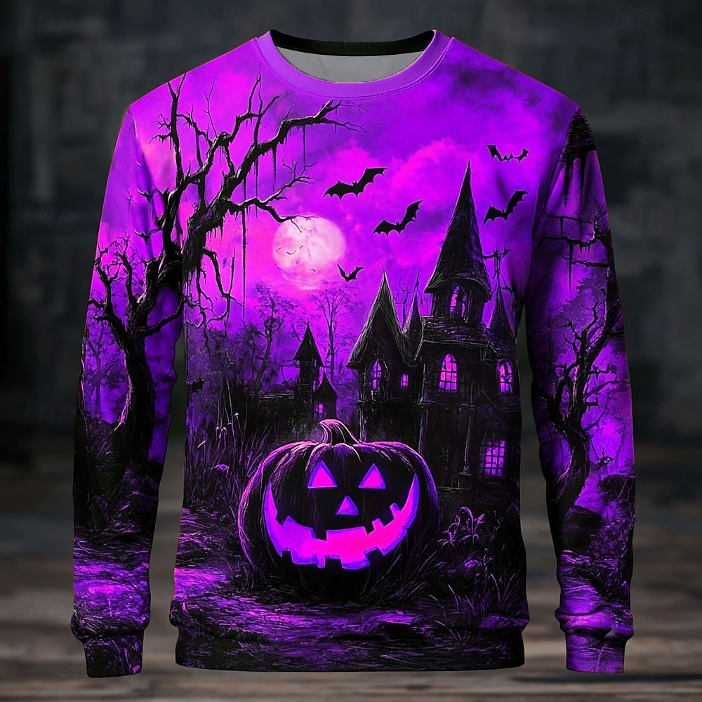 Halloween Men's Pumpkin Sweatshirt Punk Party Long Sleeve Crew Neck Vacation Purple Orange Crewneck 3D All Seasons Designer 2025 - $26.99 –P2