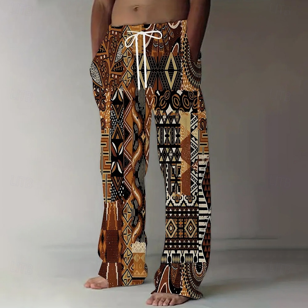 Per uomo Geometrico Etico / africano Pantaloni Pantaloni casual Pantaloni Larghi Misura del girovita medio Vintage Retrò All'aperto Vacanza Coulisse elastica in vita Pantaloni tipo lino con tasche del 2026 a $27.99 –P1