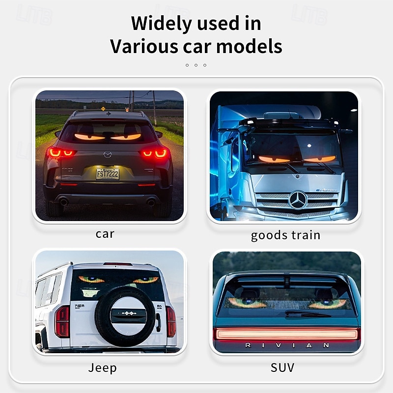 Lumières yeux du diable pour voitures, lumières yeux du diable à LED pour pare-brise de camion, panneau de pixels à LED d'animation de camion œil du diable à télécommande pour pare-brise de voiture de 2025 ? $74.99 –P5