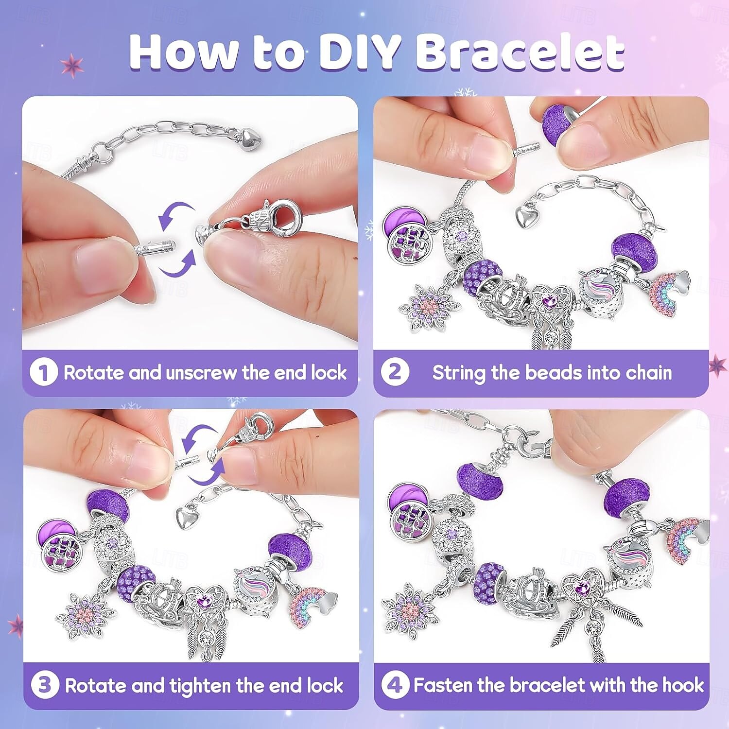 Bransoletki z kalendarzem adwentowym na Boże Narodzenie 2025 dla dziewcząt, 24-dniowy zestaw do samodzielnego tworzenia biżuterii z 22 koralikami i 2 regulowanymi bransoletkami, prezent odliczający 2025 - $28.99 –P4