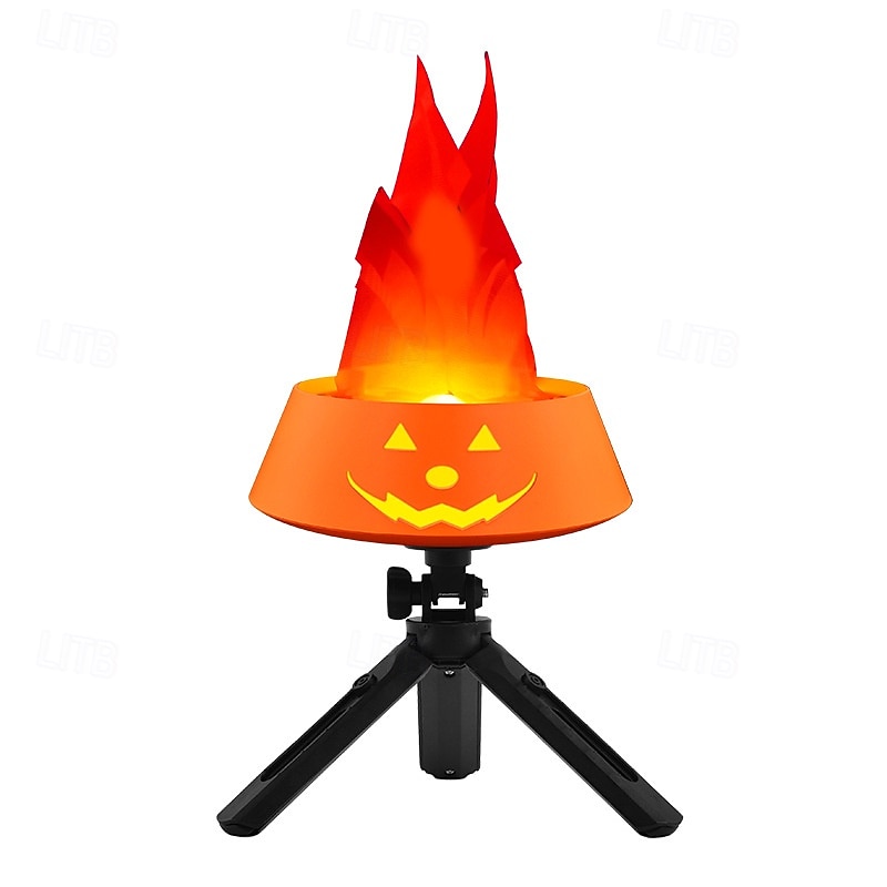 Luce di fiamma finta di zucca, effetto fuoco dinamico 3D, luce di fiamma a LED per Halloween, per sospensione interna/esterna o decorazione da tavolo, accessorio spettrale per feste &illuminazione del 2025 a $43.99 –P6