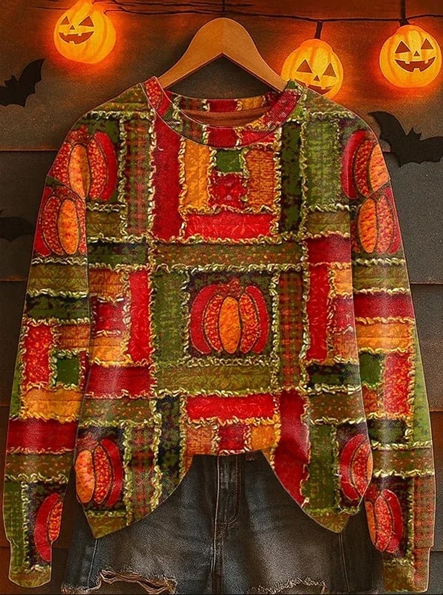 Pentru femei Hanorac pulover Grafic Dovleac Abstract Modă Casual Manșon Lung Stil Nautic Topuri obișnuite Stradă Zilnice Casual Imprimeu Galben Portocaliu Toamnă Iarnă 2025 - $24.99 –P2
