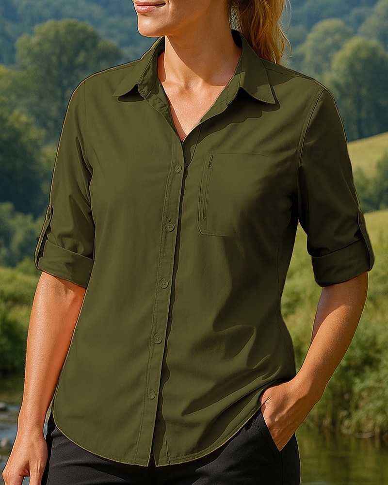 Per donna Maglietta informale cima dell'escursionismo Manica Lunga Collo ripiegato Top Esterno Traspirante Primavera Autunno Poliestere Bianco Rosa Verde militare Tennis Golf Corsa del 2026 a $24.99 –P5