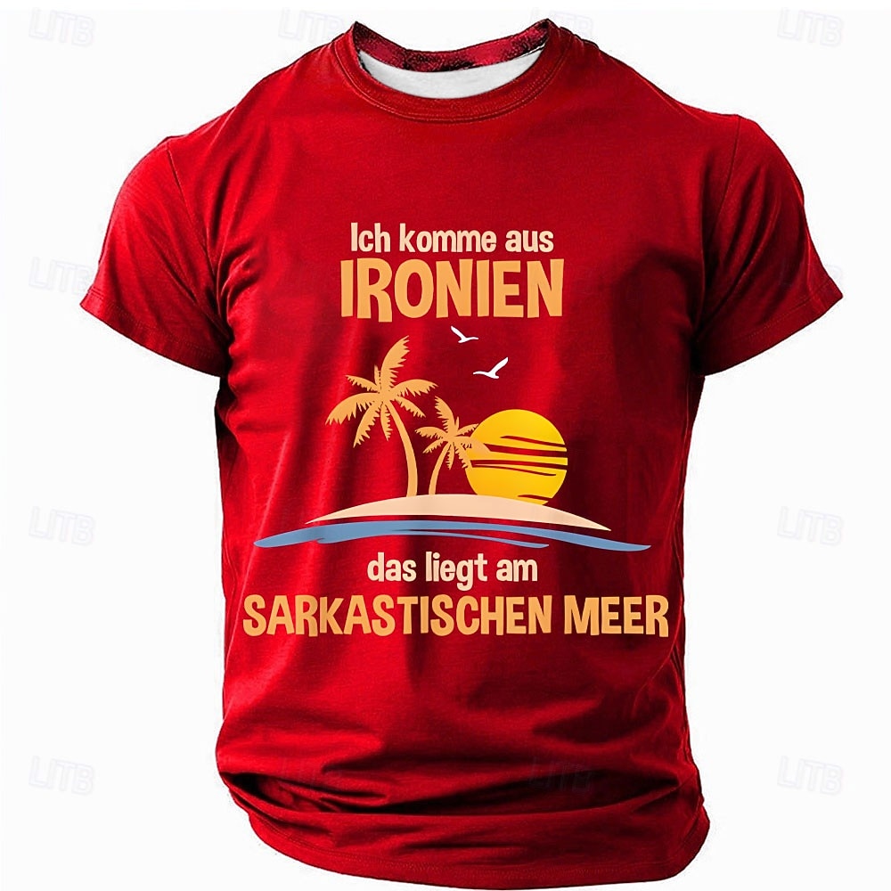 Vtipné ironické sarkastické pánské grafické tričko | Německý vtip 'Pocházím z ironie' Tropical Design Tee 2025 - $17.99 –P4