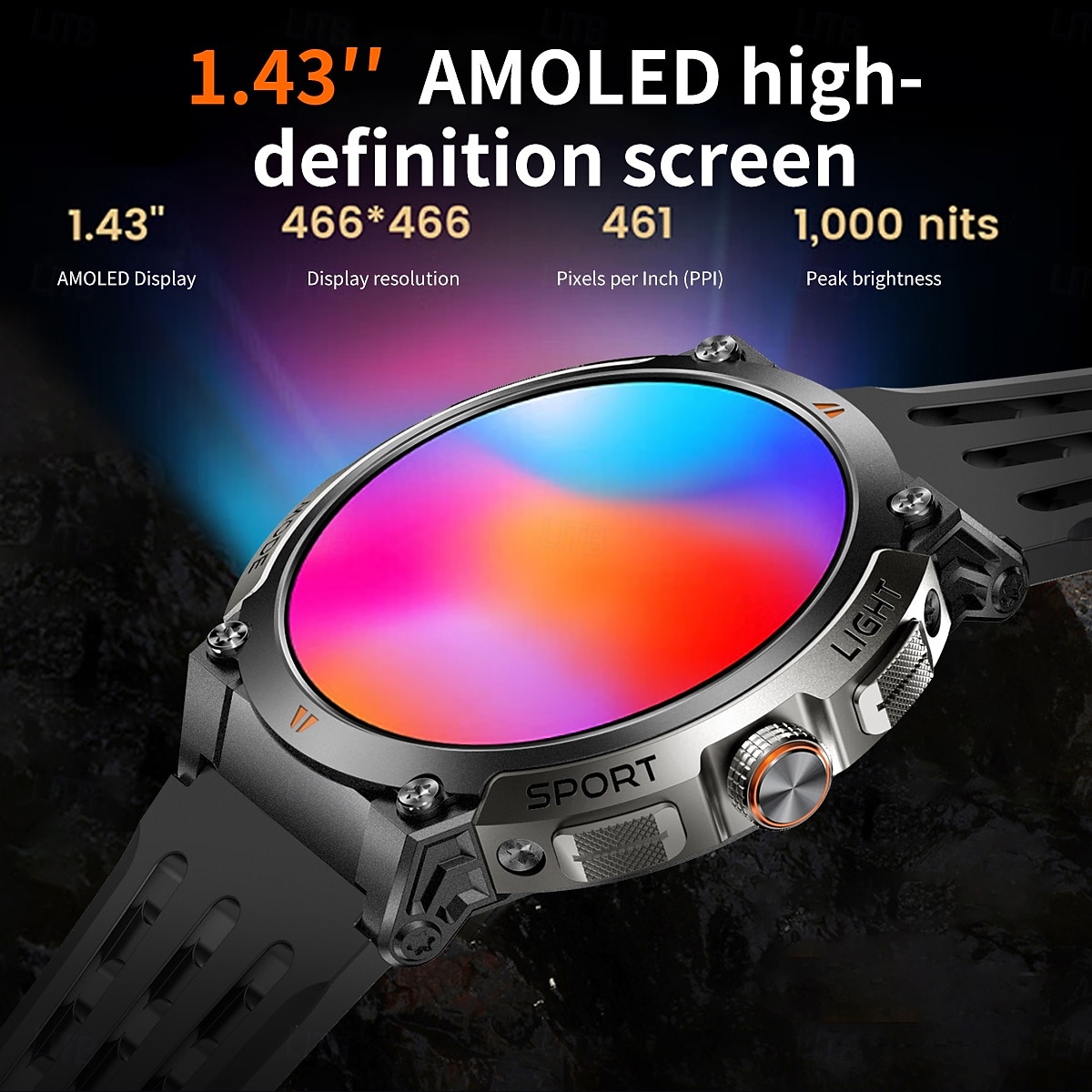 AK17G Умные часы 1.43 дюймовый Смарт Часы Bluetooth Контроль температуры Педометр Датчик для отслеживания активности Совместим с Android iOS Женский Мужчины GPS 2025 - $69.99 –P3