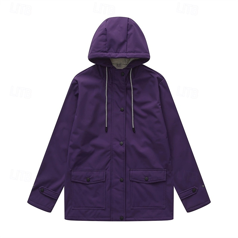 Mulheres Jaqueta casual Jaquetas de chuva impermeáveis Capas de chuva Prova-de-Água A Prova de Vento Zíper Bolsos Moda Ao ar livre Tecido Para Noite Final de semana Zíper Padrão Com Capuz Normal de 2025 por $33.99 –P8