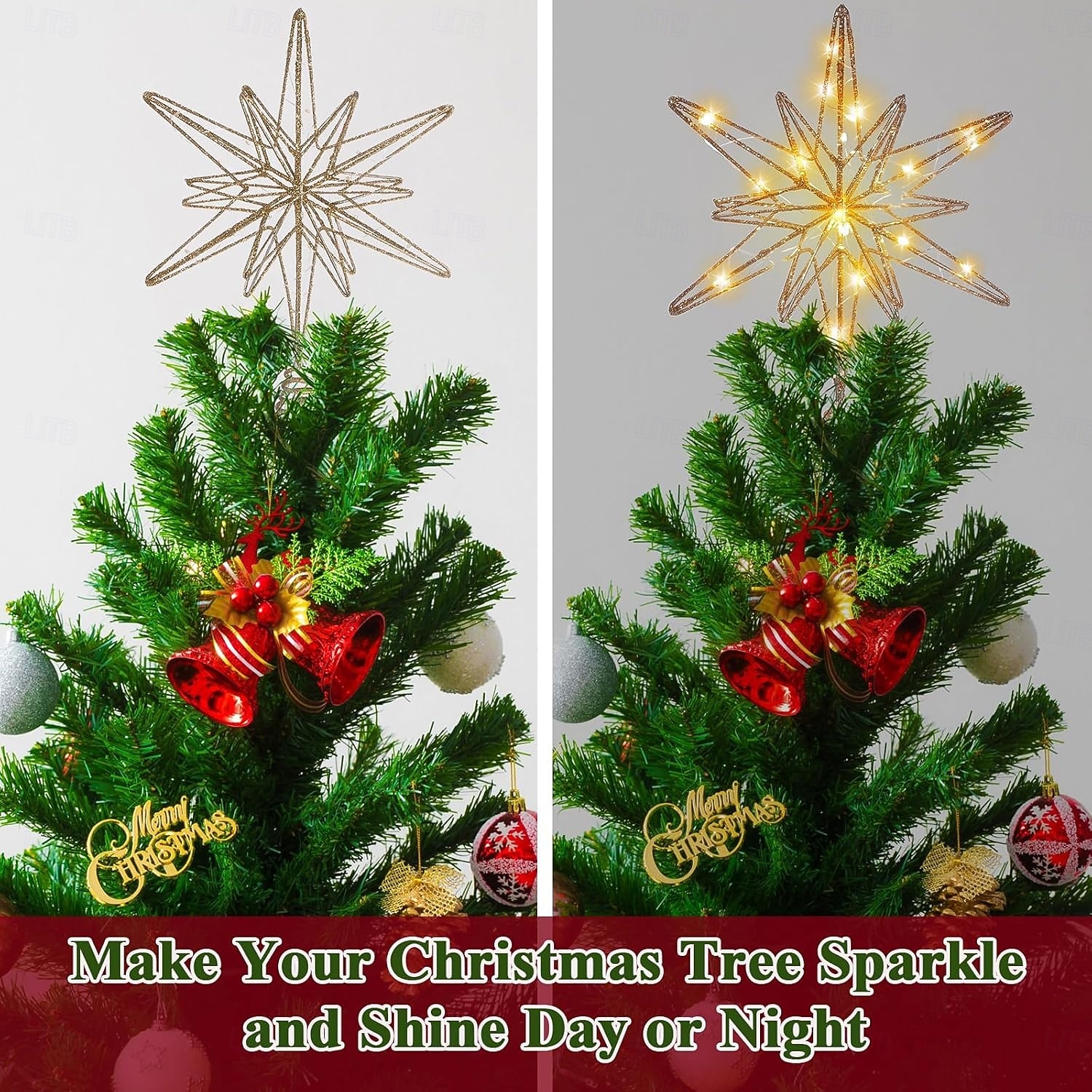 Christmas Decoration Christmas Iron Tree Top Star Christmas Tree Glowing Star Five-p\Pointed Star Decoration Pendant 2025 - CAD $25.99 –P2