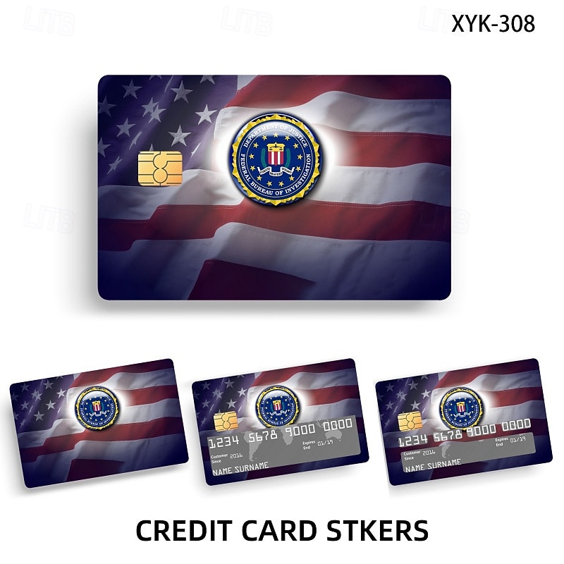 Набор из 4 скинов карт секретных агентов для косплея FBI/ICE Designs &подарочный набор наклеек матовый идентификатор &Декоративные наклейки для кредитных карт, персонализированные стильные наклейки 2026 - $12.99 –P13