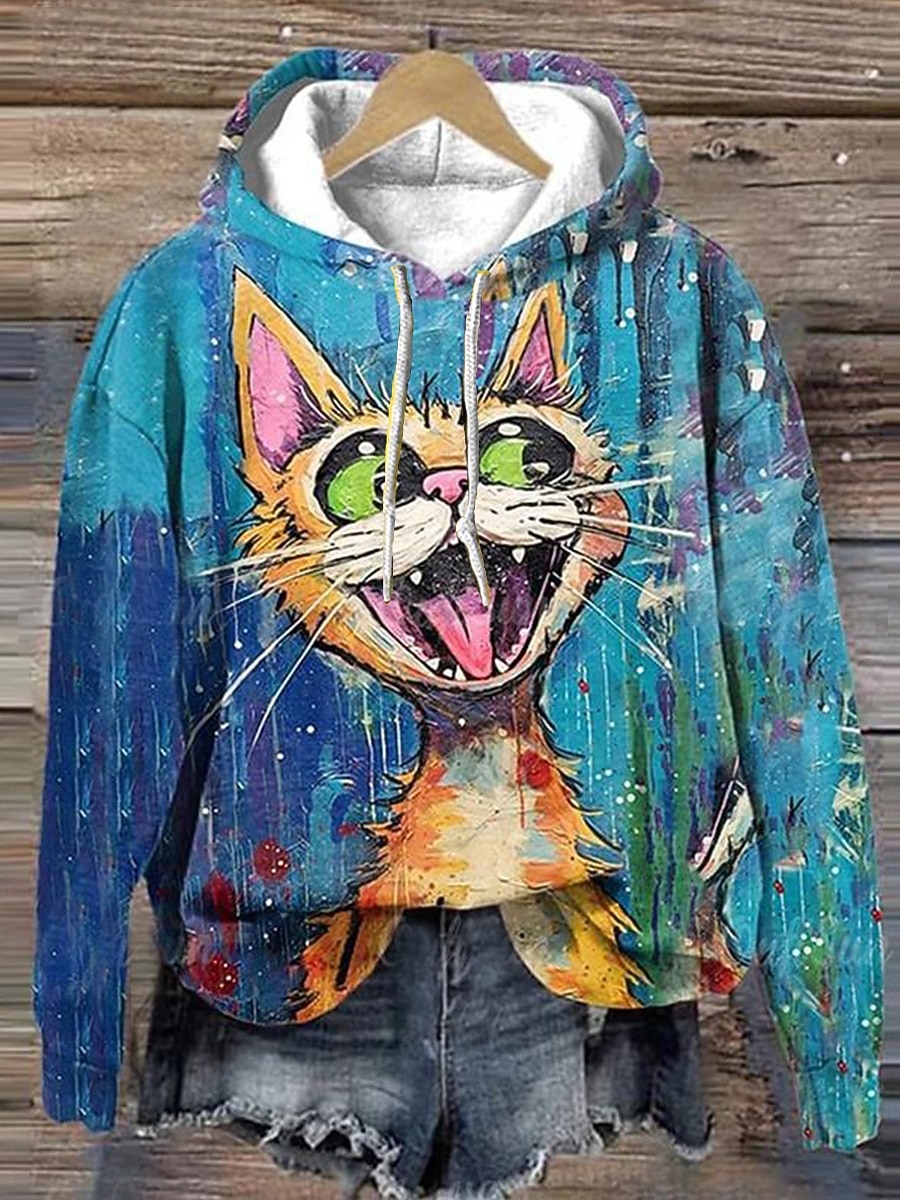 Femmes Sweats à capuche Graphique Animal ancien Occasionnel manche longue À capuche Hauts Réguliers Rue Occasionnel Sortir Patchwork Imprimé Noir Jaune Bleu Orange Vert Printemps Automne Hiver de 2025 ? $24.99 –P5