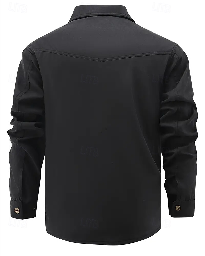 Herren Leichte Jacke Cargo-Jacke Freizeitjacke Urlaub Täglich Atmungsaktiv Tasche Herbst Winter Einfach Mode Klassisch Revers Regulär Schwarz Blau Khaki Jacken 2026 - $53.99 –P2