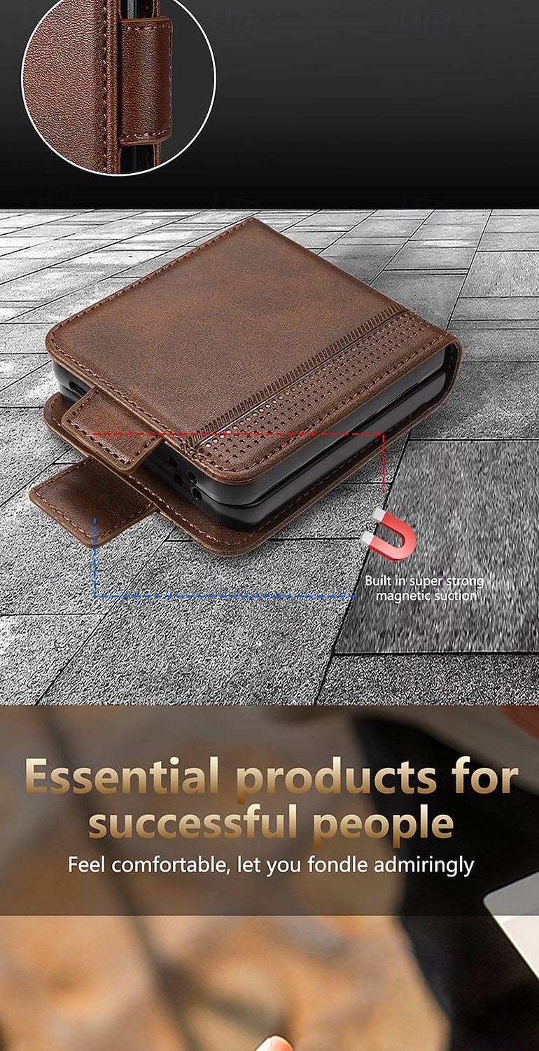 Phone Case For Samsung Galaxy Z Flip 7 Z Flip 6 Z Flip 5 Z Flip 4 Back Cover Card Slot Shockproof Retro TPU PU Leather 2026 - $13.99 –P4