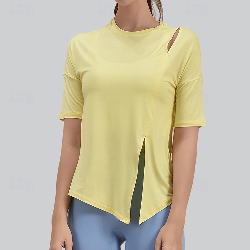 Damskie Koszulki do jogi Topy treningowe Półgolf Oddychający Odsłonięte ramiona Krótki rękaw Sport Jednokolorowe Top Dla Siłownia Bieganie Zdatność Odzież sportowa 2025 - $20.99 –P5