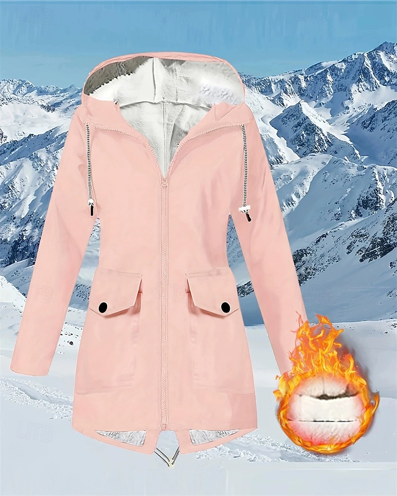 Mulheres Jaqueta casual Jaquetas de chuva impermeáveis Capas de chuva Prova-de-Água A Prova de Vento Zíper Bolsos Moda Ao ar livre Tecido Para Noite Final de semana Zíper Padrão Com Capuz Normal de 2025 por $31.99 –P2