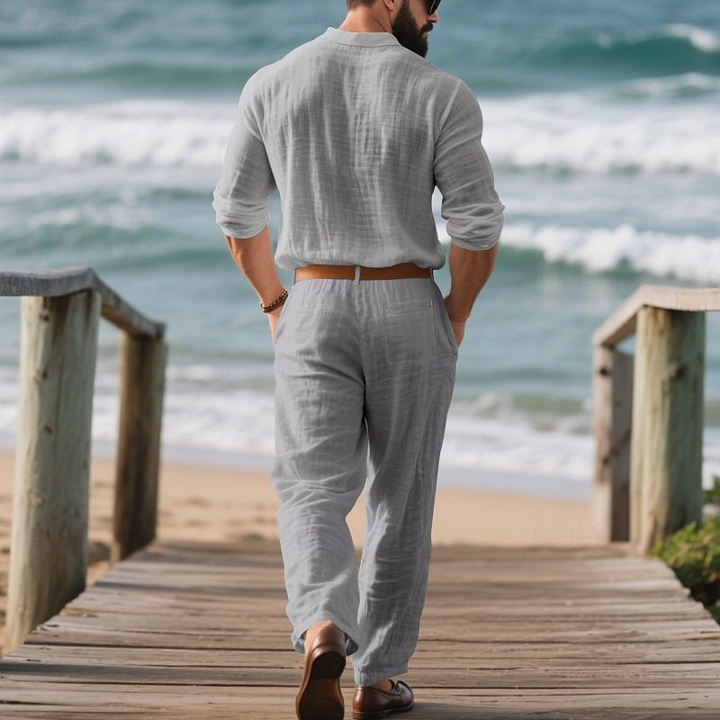 Per uomo Set di biancheria Completi T-shirt Completi camicia e pantaloni Outfit 2 pezzi Manica Lunga Bavero Primavera Autunno Semplice Moda Casual 2 Pezzi Vacanza Abbigliamento quotidiano Uscire Nero del 2025 a $43.99 –P17