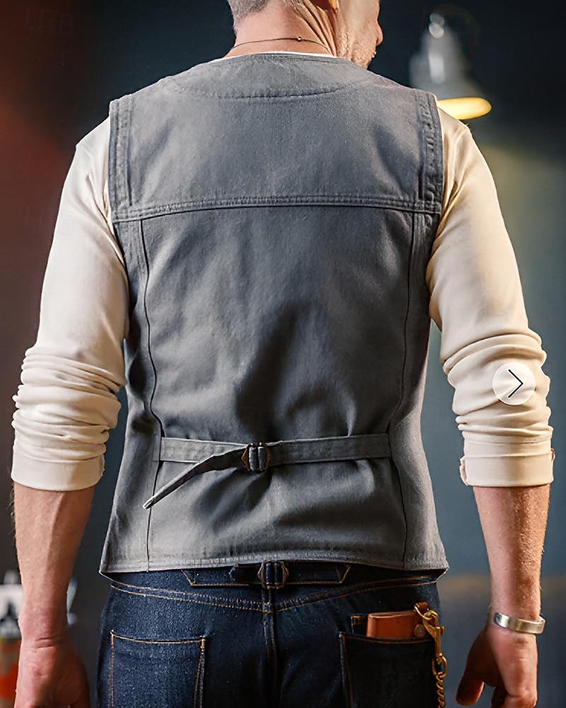 Bărbați Γιλέκο Gilet În aer liber Zilnic Modă Casual Primăvară Toamnă Buzunar Nasturi Poliester Comfortabil Simplu Un singur rând, un nasture În V Fit regulat Bleumarin Gri Vestă 2025 - $32.99 –P2