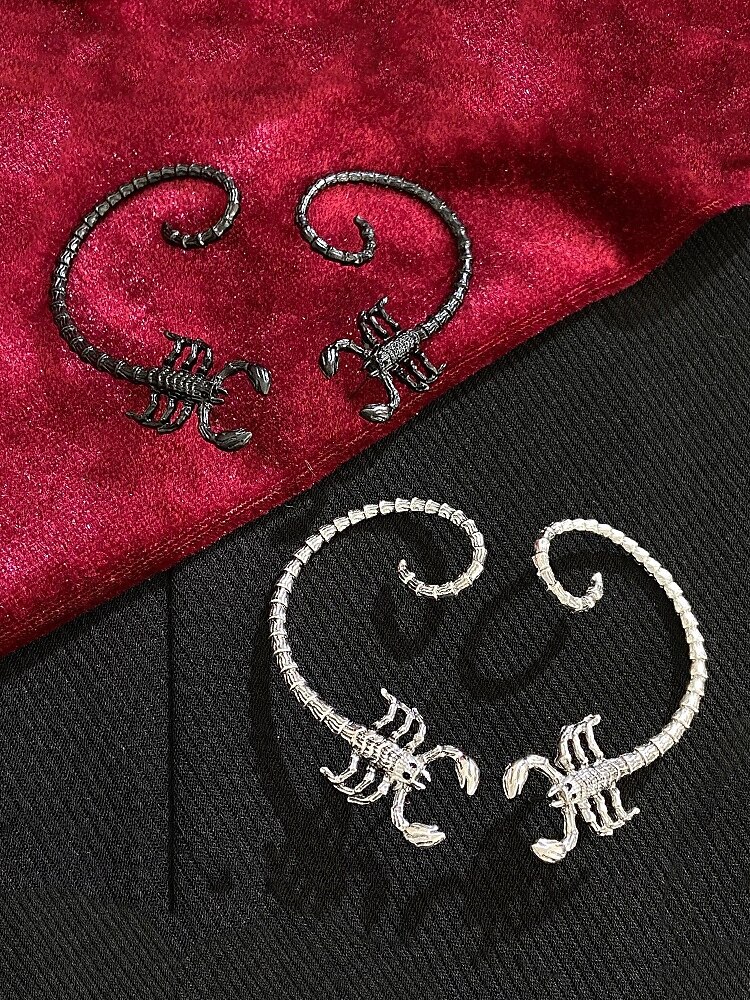 Imtrub Orecchini A Polsino Scorpione - Gioielli Gotici Punk Per Donna, Ideali Per Halloween, Feste A Tema E Look Alternativi