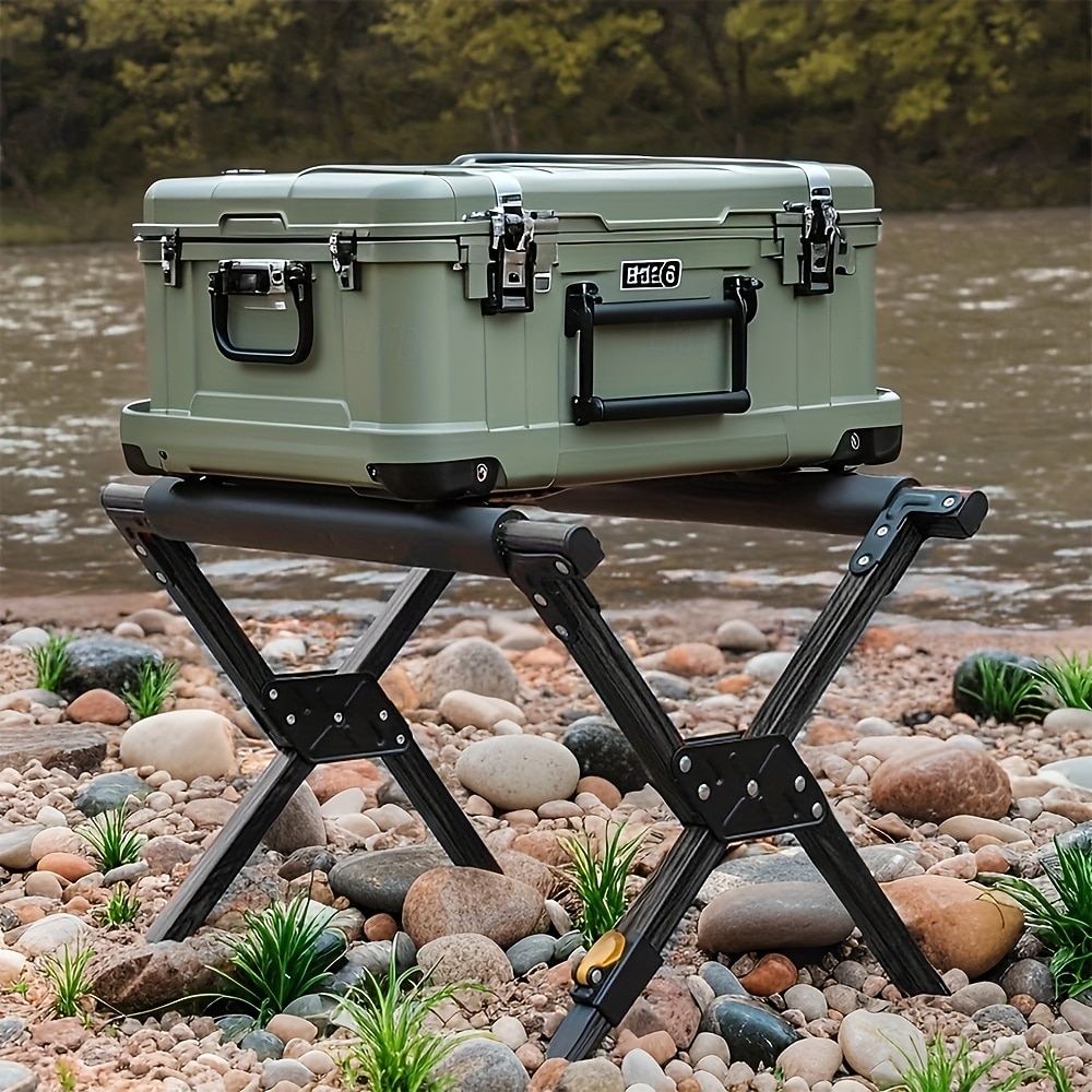 1 stk. sammenleggbar stativramme i aluminiumslegering - justerbar, bærbar utendørs campingstativ for grilling, fisking, bagasje &utstyr - lett og slitesterk design med solide, svarte ben, 2025 - $102.99 –P7