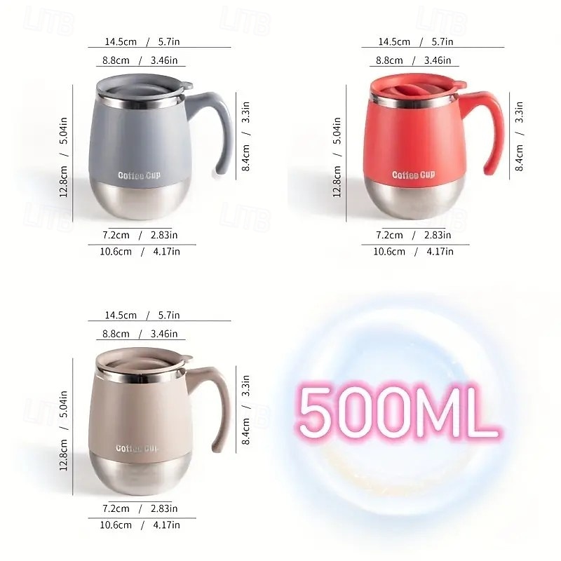 Bicchiere da caffè isolato in acciaio inossidabile da 16,91 once con coperchio – tazza sottovuoto a doppia parete per bevande calde &bevande fredde, perfette per la casa, l'esterno, il campeggio e del 2025 a $14.99 –P4