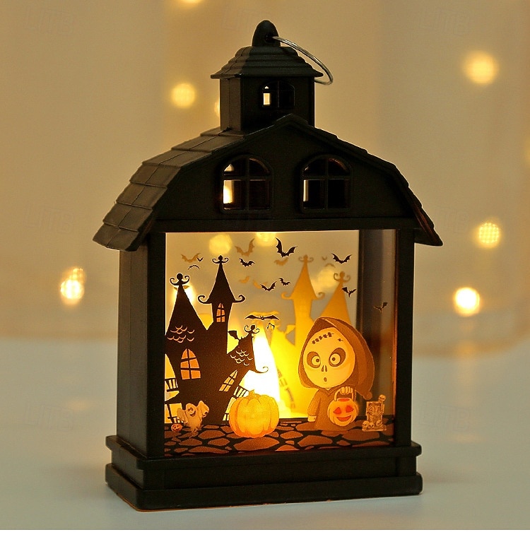 1 ks 14,5 * 9,9 cm halloweenská LED elektronická svíčka, větrná lucerna, dýně, čarodějnice, lebka, strašák, vnitřní a venkovní restaurace, ložnice, halloweenská festivalová atmosféra, dekorativní 2025 - $4.99 –P6