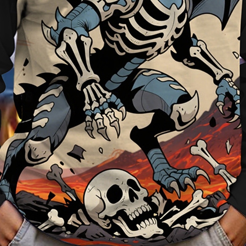 Halloween Pojkar 3D Tecknat Dödskalle Dinosaurie T-shirt Långärmad Vår Höst Mode Grundläggande Barn 4-12 år Rund hals Utomhus Ledigt Dagligen Normal 2025 - $13.99 –P5