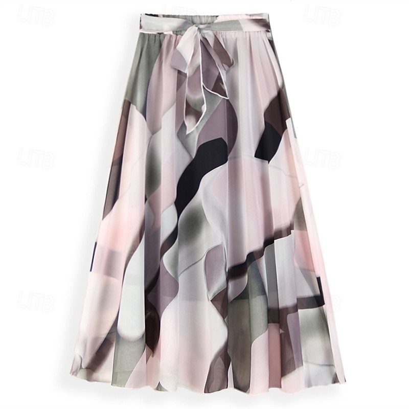 Pentru femei Fustă Leagăn Modă Casual Maxi Talie Medie Fuste Floral Imprimeu Micro-elastic Vacanță Stradă Negru Roz Îmbujorat Albastru Primăvară Șifon Poliester 2025 - $22.99 –P2