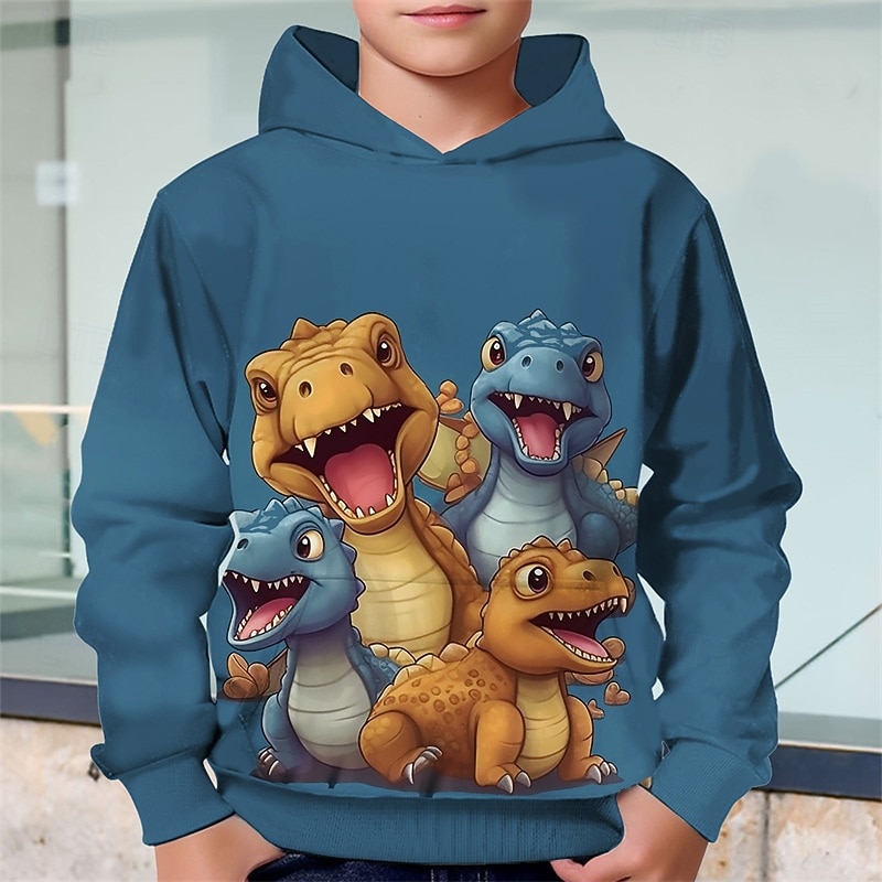 Pojkar 3D Dinosaurie Huvtröja Långärmad Vår Höst Mode Streetwear Barn 4-12 år Huva Utomhus Ledigt Dagligen Normal 2025 - $18.99 –P1