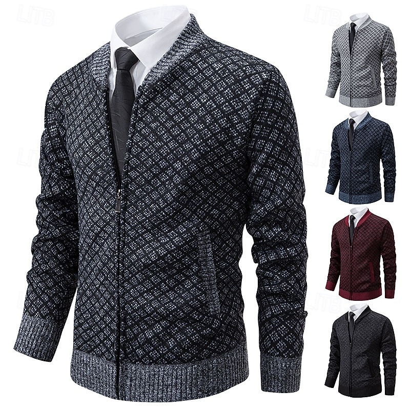 Herren Pullover Kleid Pullover Strickjacke Reißverschluss-Pullover Strickpullover Gerippt Stricken Normale Oberteile Gestrickt Gerippt Einfach Rundhalsausschnitt Mode Schals Geschäft Lässig Bekleidung 2025 - $29.99 –P1