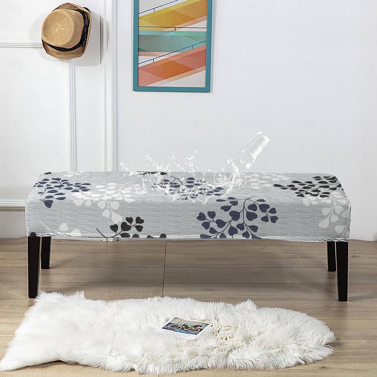 capa de banco, capa de microfibra resistente à água com estampa geométrica ou vegetal, protetor de móveis para entrada, quarto ou sala de estar de 2026 por $14.49 –P1