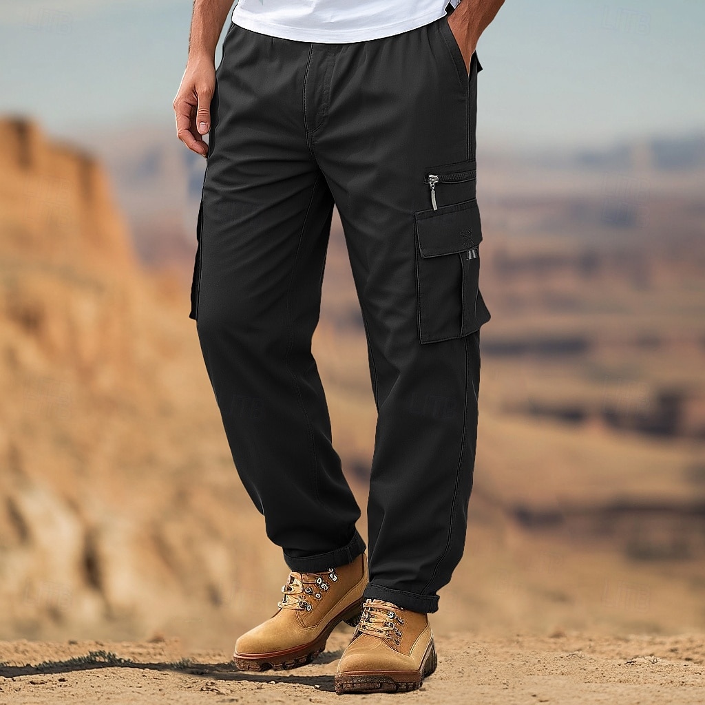 Voor heren Cargohosen Cargo-broek Vechtbroek Zak met rits Effen Kleur Effen Sneldrogend Lichtgewicht Volledige lengte Buiten Casual Dagelijks Vakantie Etnische stijl Zwart Leger Groen 2026 - $22.99 –P6