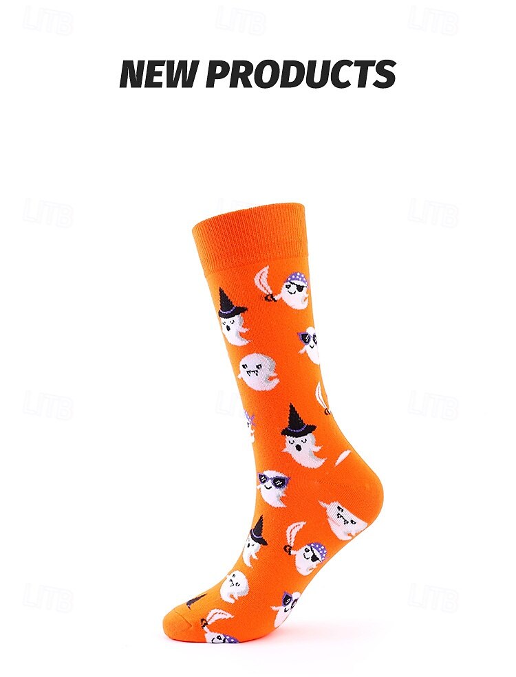 Calcetines largos de algodón de Halloween, calcetines con estampado de dibujos animados por encima de la pantorrilla para hombres y mujeres, medias deportivas hasta la rodilla resistentes a los olores 2025 - $7.99 –P5