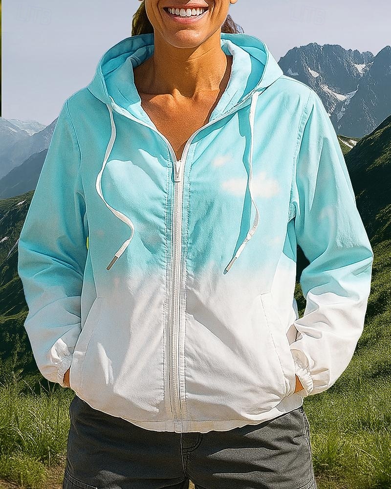 Damen Windjacke Softshelljacke Wanderjacke Außen Wasserdicht Winddicht Wanderoutfits Wanderbekleidung Frühling Herbst Oberteil Camping / Wandern / Höhlenforschung Laufen Farbverlauf Rosa Blau Leicht 2025 - $29.59 –P6