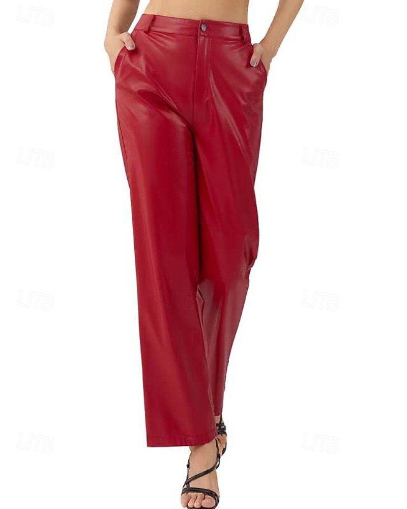 Per donna Gamba larga Pantaloni Eleganti Streetwear Casual Lunghezza intera Naturale Semplice Tasca Elastico in vita Confortevole Ferie Abbigliamento quotidiano Weekend Nero Rosso Autunno Vestibilit del 2026 a $32.99 –P3
