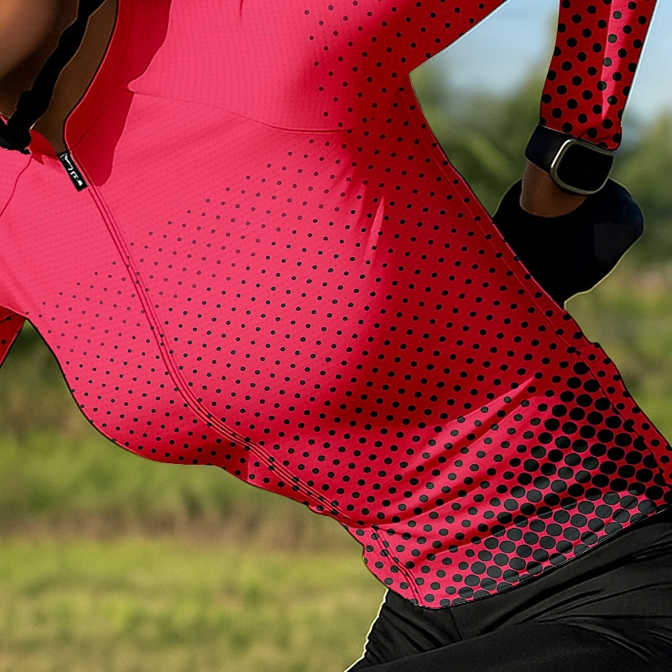 Mujer Maillot de Ciclismo Graphic A Lunares Degradado Manga Larga Bicicleta Maillot Camiseta con 3 bolsillos traseros Filtro Solar Resistente a los rayos UV Secado rápido Bandas Reflectantes Deportes 2026 - $34.99 –P3