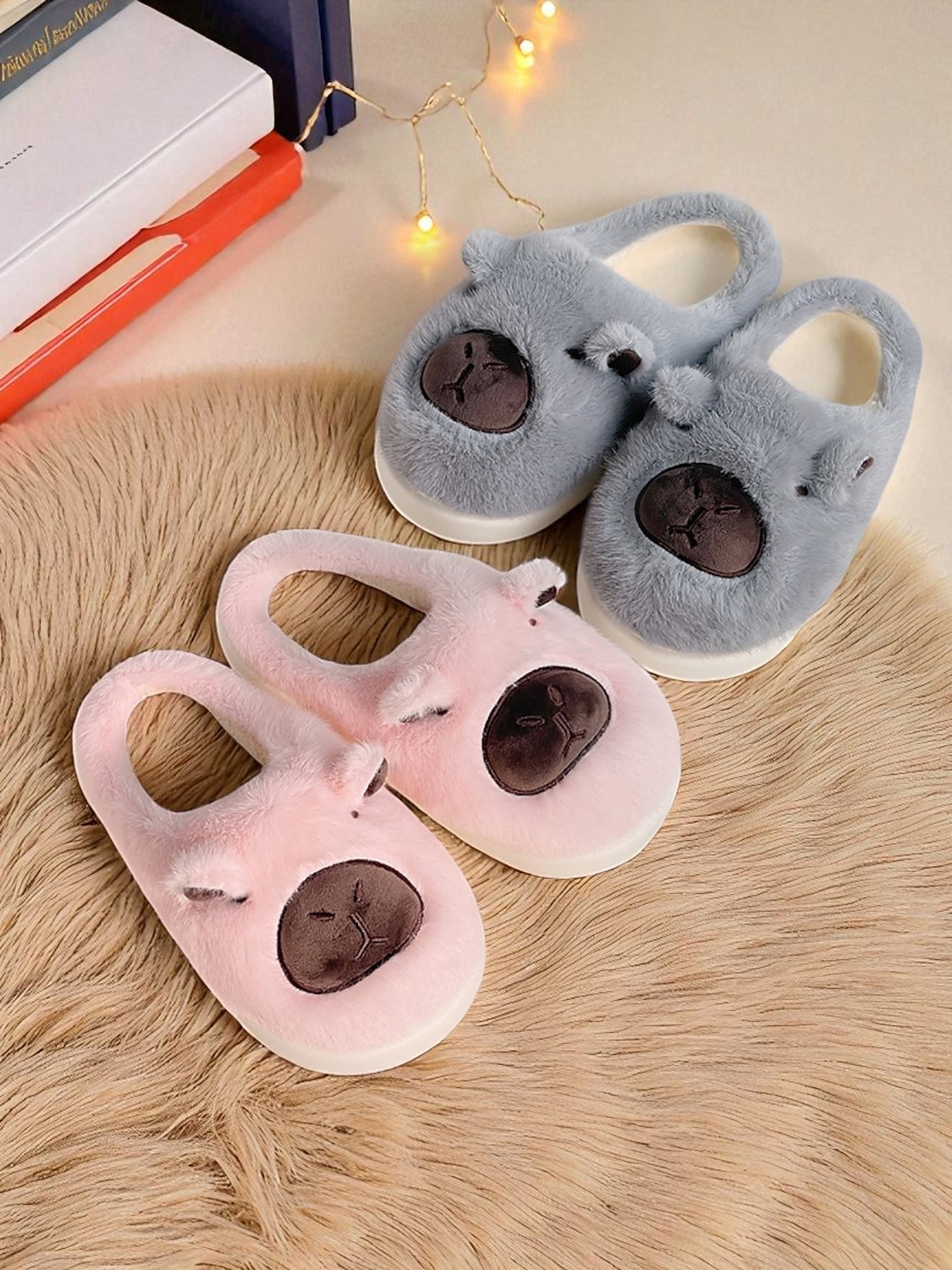 Papuci de pluș pentru femei cu ursuleți capibara – pantofi de interior din fleece călduroși cu design drăguț cu animale, pentru casă, dormitor și zile confortabile de iarnă 2025 - $18.99 –P4