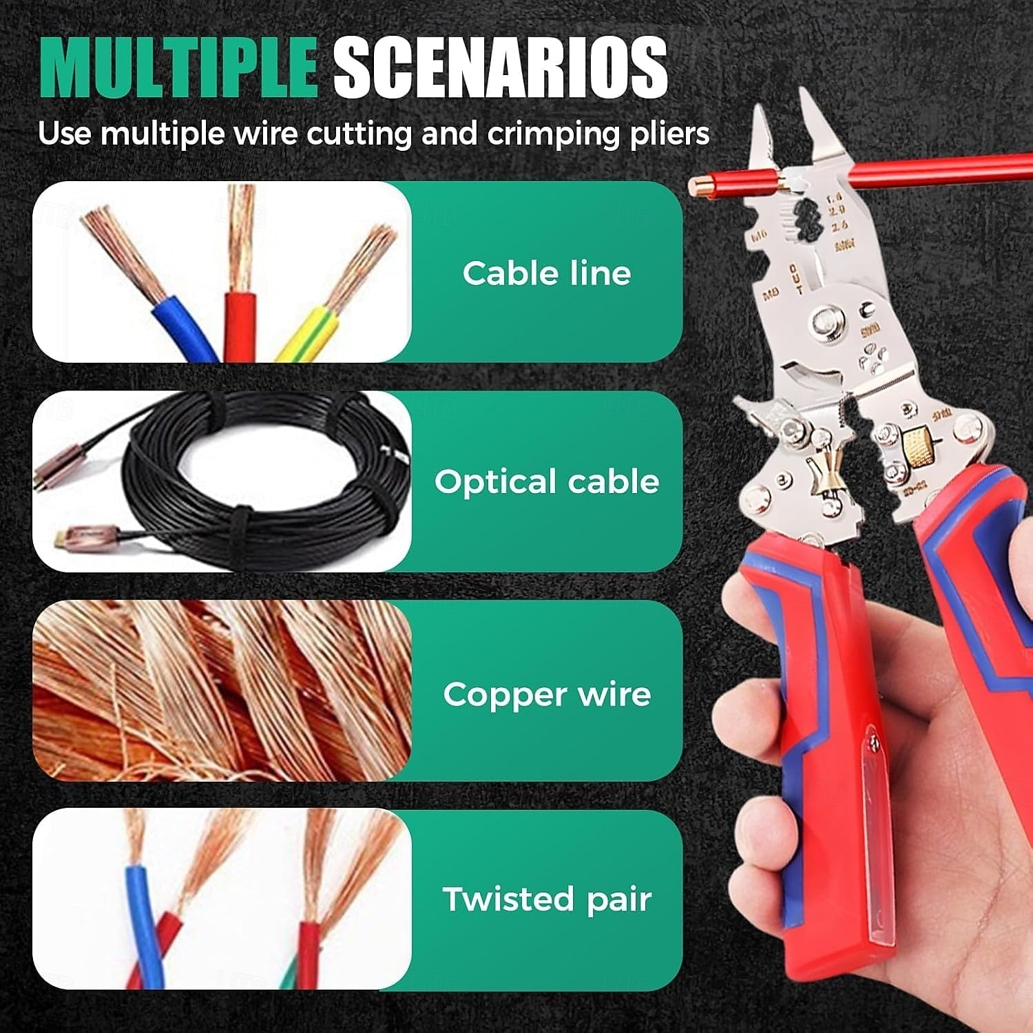 13-i-1 sammenleggbar avisoleringstang med spenningstester sammenleggbar effektiv elektriker-avisoleringstang multifunksjonsverktøy for avisoleringstang for kutting, krymping og trekking av tang 2025 - $29.99 –P5