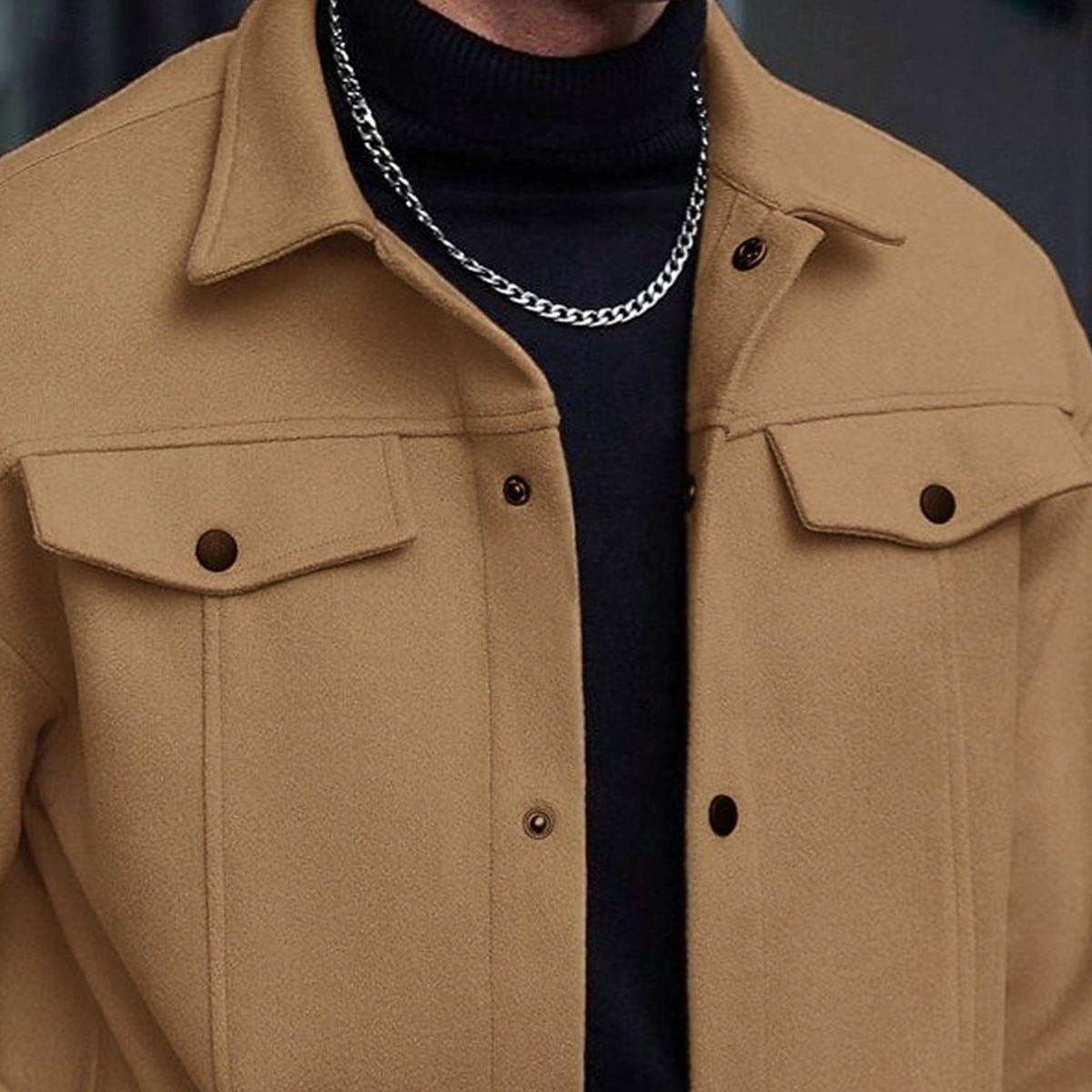 Herren Leichte Jacke Hemdjacke Formell Heim Tragbar Knopf vorne Frühling Herbst Winter Einfarbig Aktiv Vintage Umlegekragen Regulär Schwarz Weiß Khaki Grau Jacken 2025 - $30.99 –P6