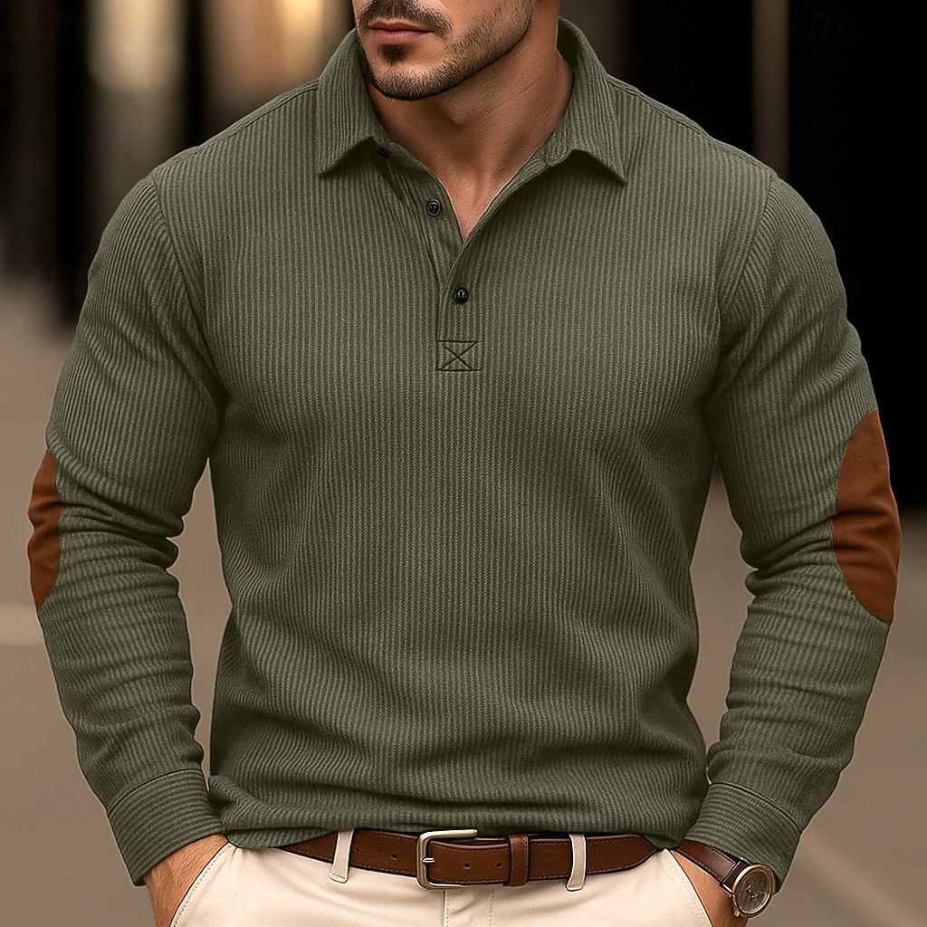 Herren Cordhemd Lässig Sport Revers Langarm Mode Basic Farbblock Einfach Patchwork Knöpfe Frühling Herbst Herbst Winter Normale Passform Grau Braun Marineblau Armeegrün Cordhemd 2025 - $25.99 –P11