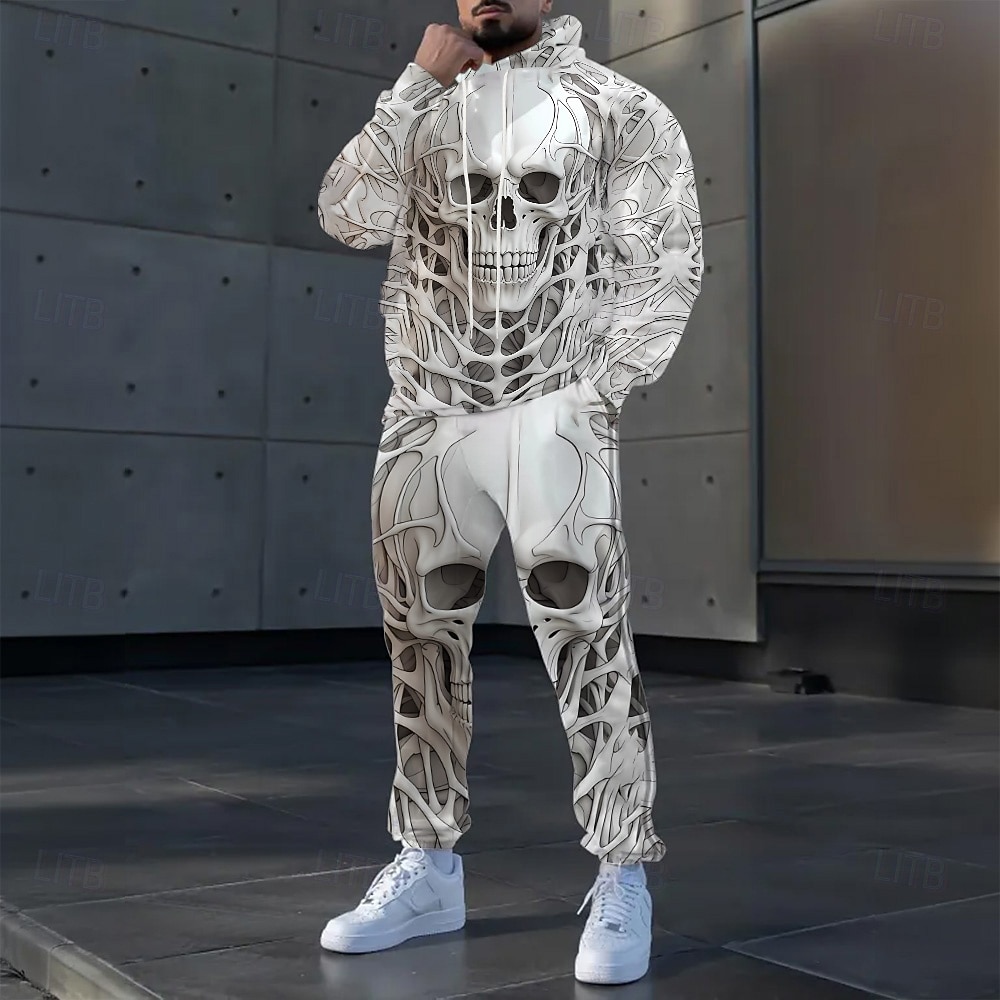 Halloween Homens Caveiras 2pcs Conjuntos de moletom 3D Moletom Moletom com capuz Manga Longa Calças compridas Com Capuz Casual Diário Moderno Urbana Roupa Esportiva Streetwear Impressão 3D Primavera de 2025 por $39.99 –P1