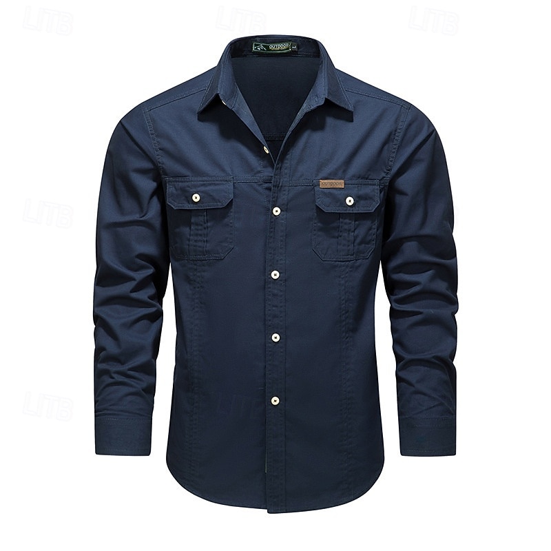 Hombre camisa cargo Camisa para senderismo Manga Larga Cuello Vuelto Camiseta Al aire libre Transpirable Primavera Otoño Algodón Negro Verde Ejército Caqui Caza Rutina de ejercicio Viaje 2026 - $32.99 –P5