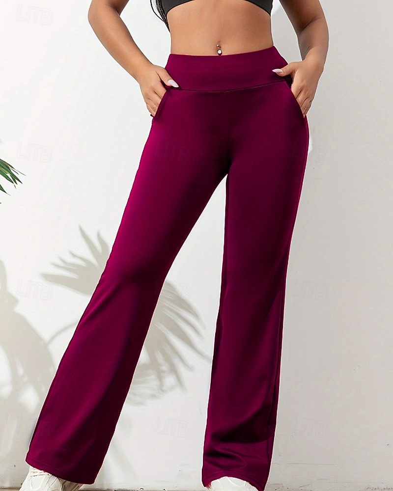 Жен. Брюки Прямой силуэт Уличный стиль На каждый день Полная длина Средняя талия Полотняное плетение Карман Эластичная талия Мягкий Для улицы Праздники выходные 2025 - $9.99 –P5