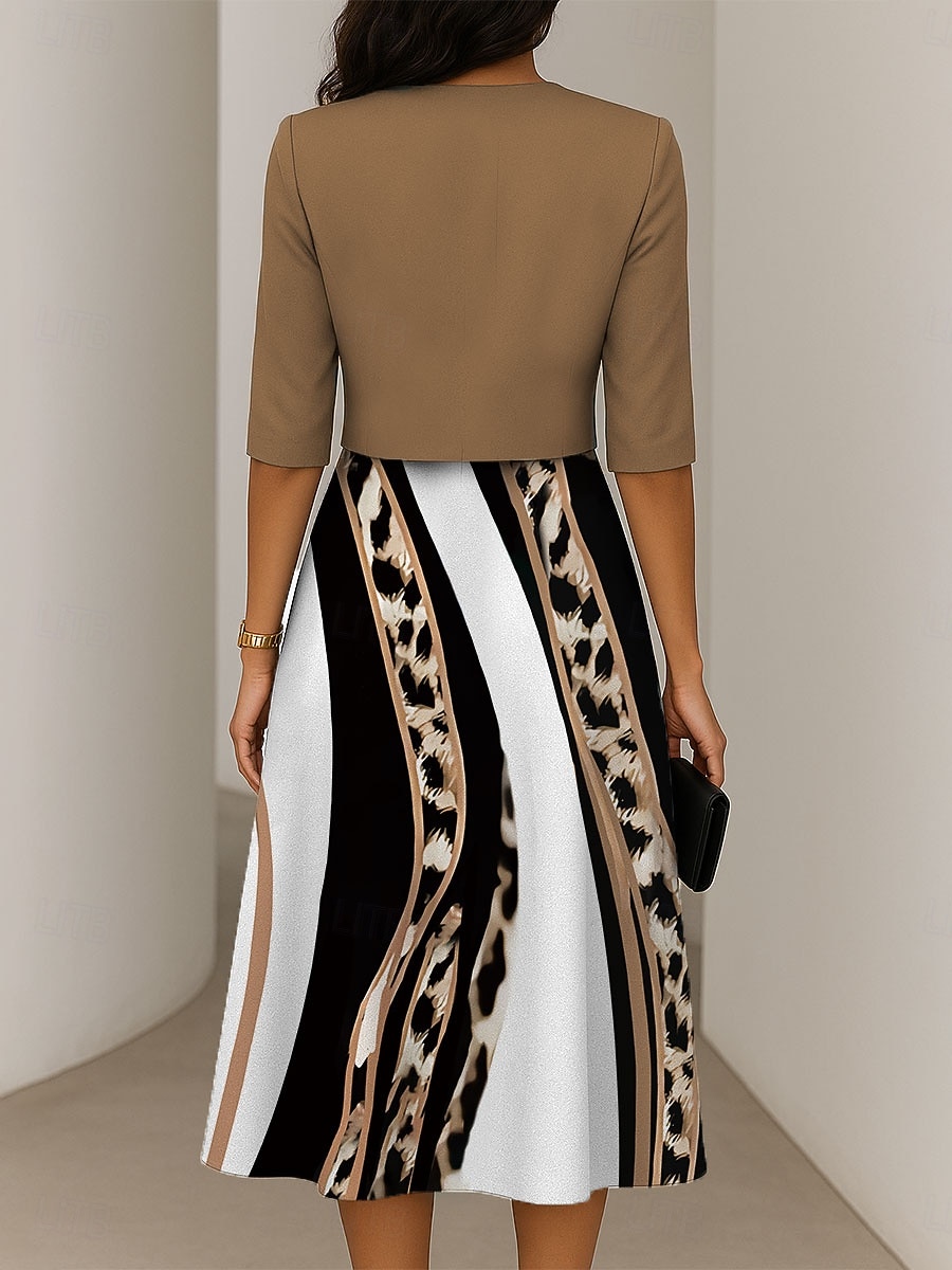 Pentru femei Set de rochii Rochie A line Rochie de vară Elegant Casual Grafic Leopard Imprimeu Rochii Midi Manșon Jumate În V Vacanță Dată Roz Îmbujorat Albastru piscină Trifoi Primăvară Toamnă Fit 2025 - $36.99 –P2