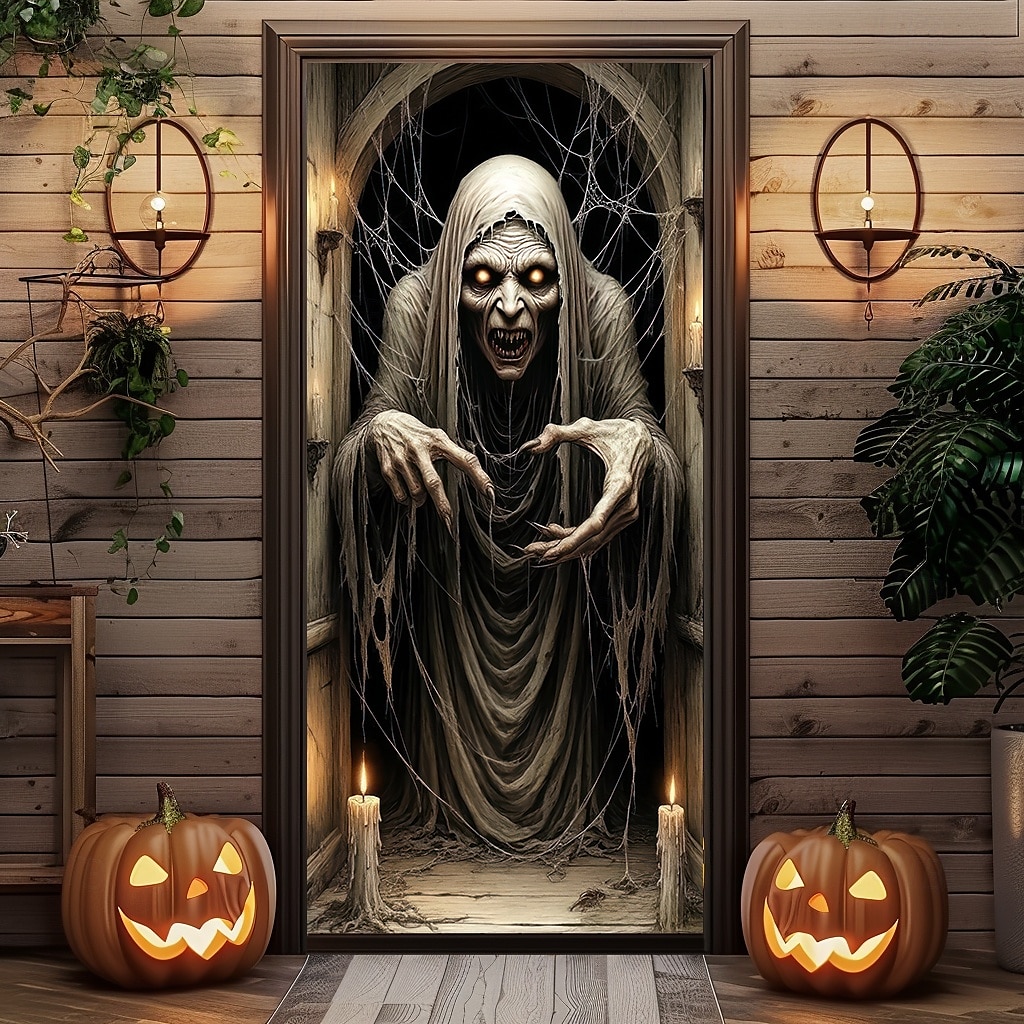 Ajtófedél Kültéri bannerek Csontváz Pszichedelikus Sötét Punk Gótikus Buli Szabadtéri Felvételi hátterek Bejárati ajtó Fali veranda Lakberendezés 2025 - $11.99 –P1